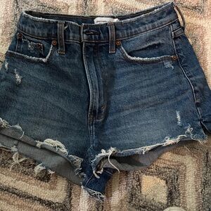 Abercrombie & Fitch Dark Blue Distressed Jean Shorts